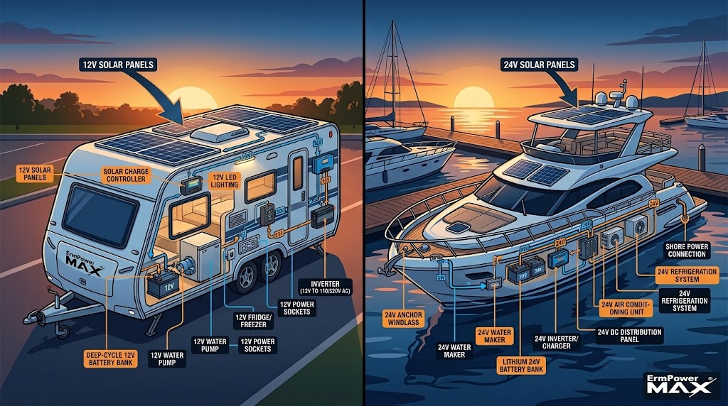 Karavan ve Yat İçin 12V vs 24V Sistem: Hangisini Seçmeli?