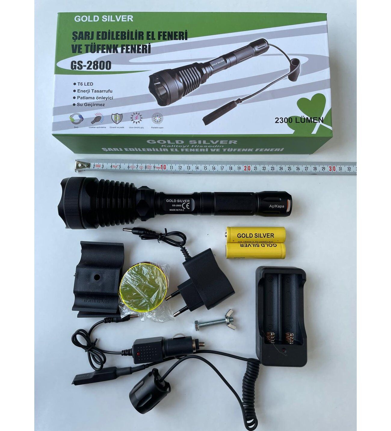 GOLD SİLVER GS-2800 ŞARJLI TÜFEK FENERİ