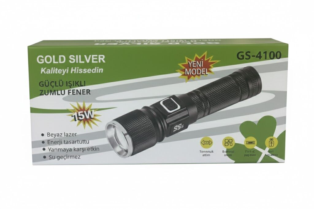 GOLD SİLVER GS-4100 METAL ŞARJLI FENER 15W