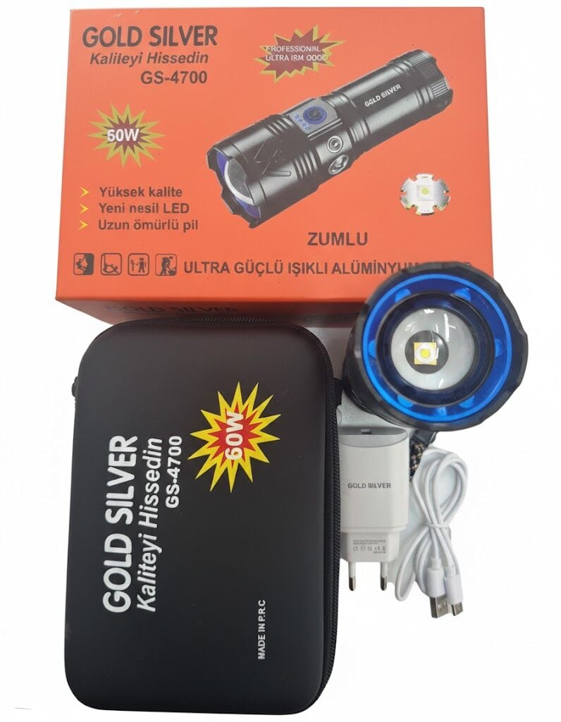 GOLD SİLVER GS-4700 METAL ŞARJLI FENER 60W