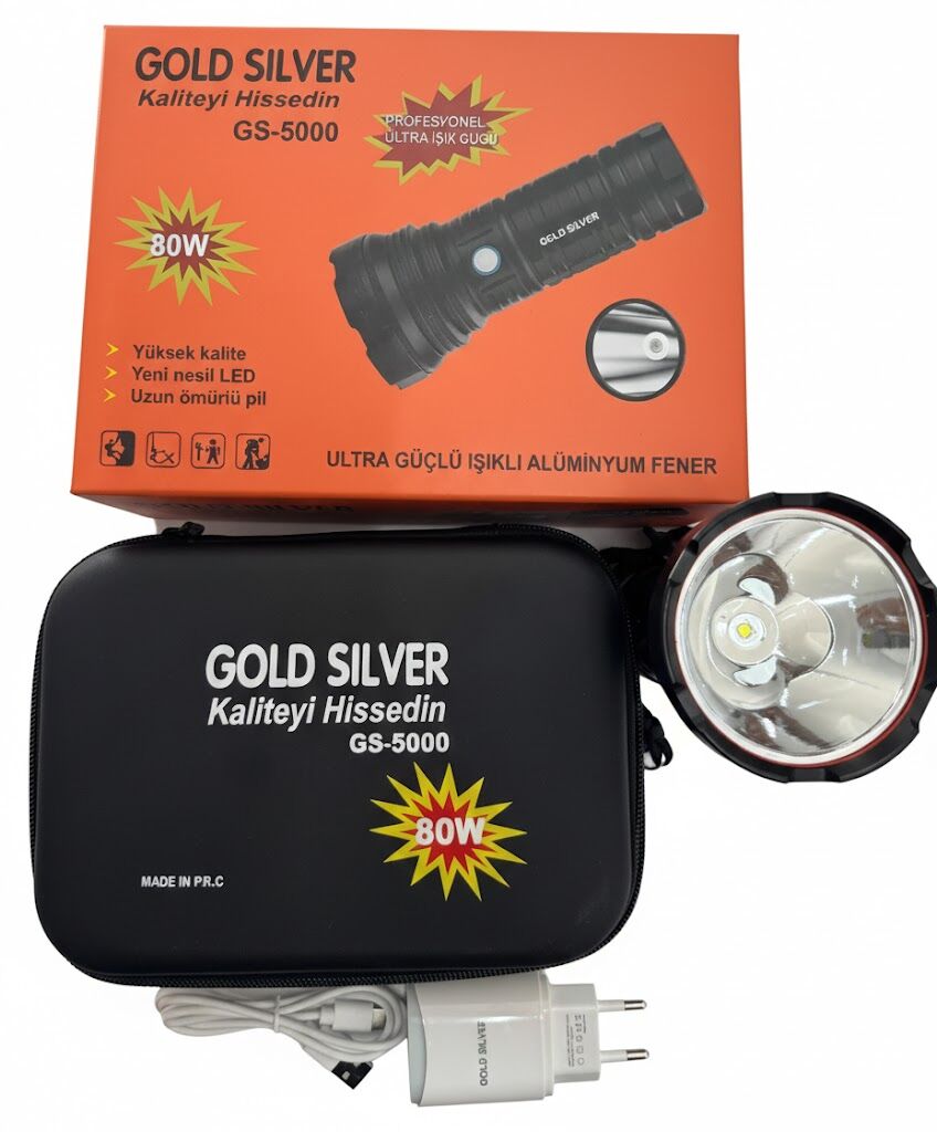 GOLD SİLVER GS-5000 METAL ŞARJLI FENER 80W