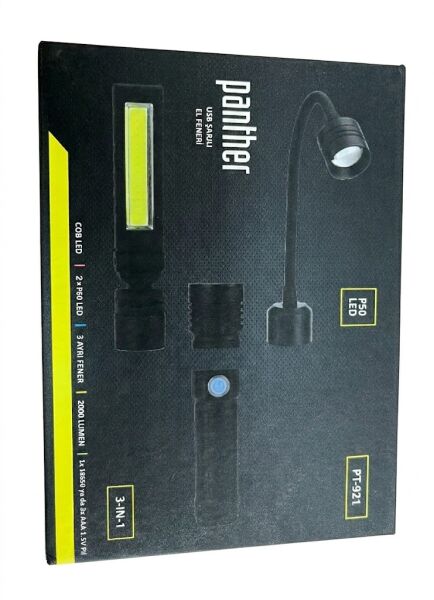 PANTHER PT-921 USB ŞARJLI EL FENERİ