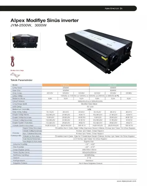 12V 3000W ALPEX TAM SİNÜS İNVERTER