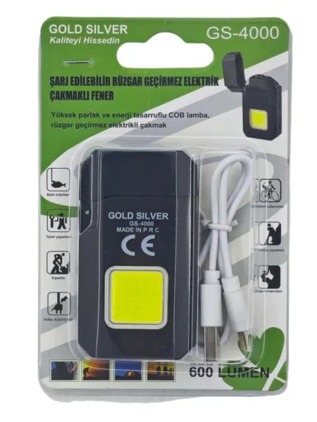 GOLDSİLVER ŞARJLI FENER&ÇAKMAK GS-4000