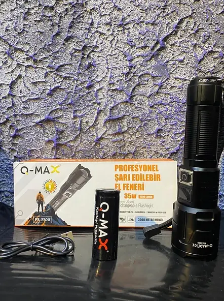 Q-MAX PS-3300 35W ŞARJLI PROFESYONEL EL FENERİ