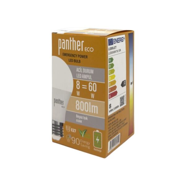 PANTHER ECO 8W ACİL DURUM ŞARJLI LED AMPUL